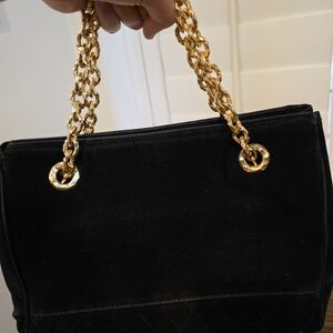 Anne Klein Black Shoulder Bag with Gold Chain